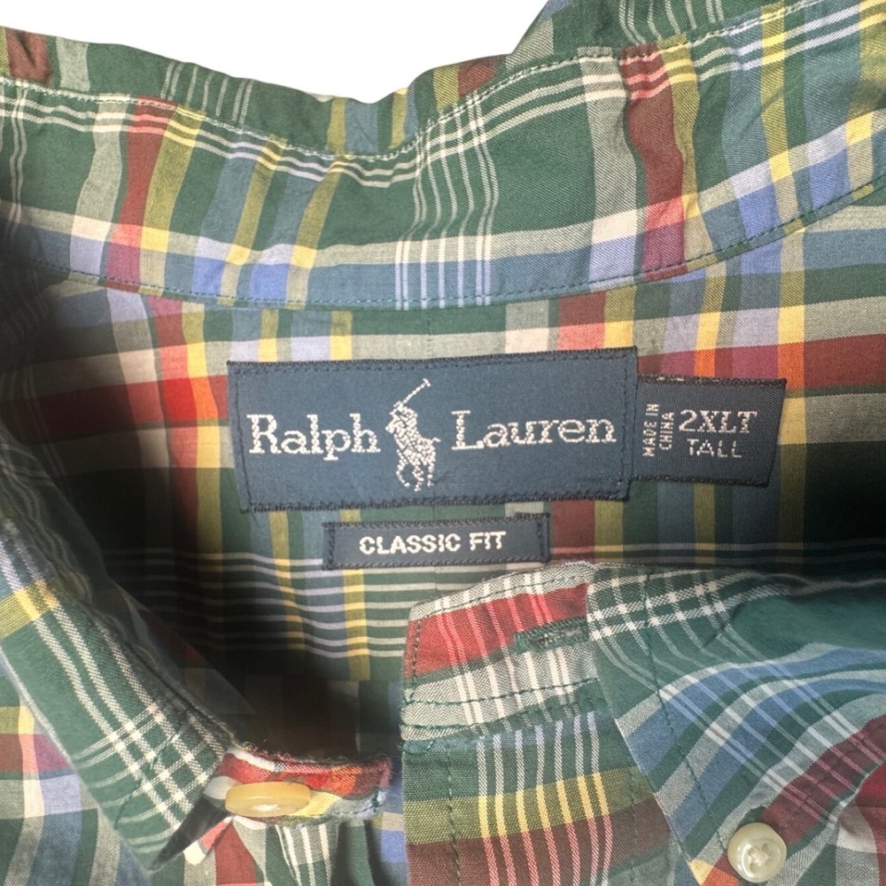 Ralph Lauren Mens 2XLT Tall Classic Fit Plaid Short Sleeve Button Down Shirt - Picture 2 of 7